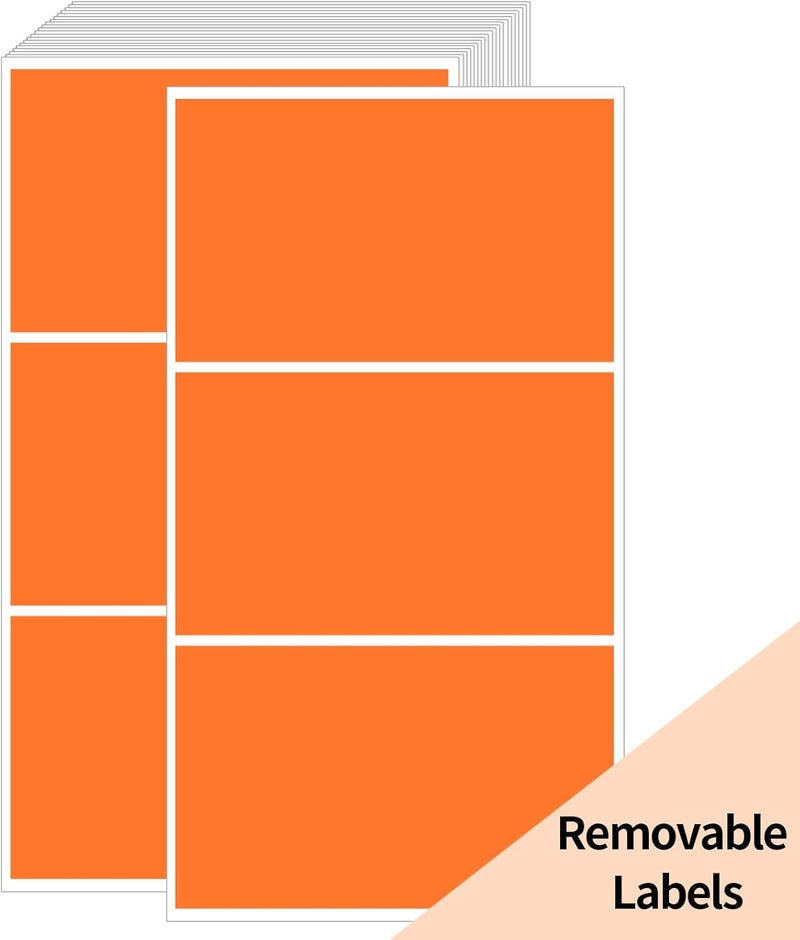 STARLIBOO Removable Colored Labels Stickers, 3X5 Inch Removable Large Label Stickers for Moving Boxes and Storage Bins- Waterproof- Tear Resistant (Orange) - Image 1